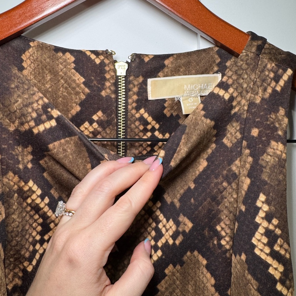 Michael Kors Tan and Brown Snake Print Dress